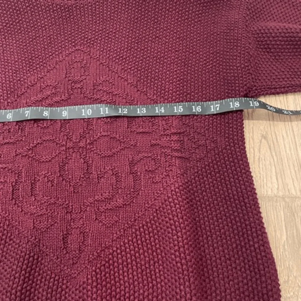 Vintage Hunt Club Maroon Knit Mock Neck‎ Oversized Pullover Fisherman Sweater PS